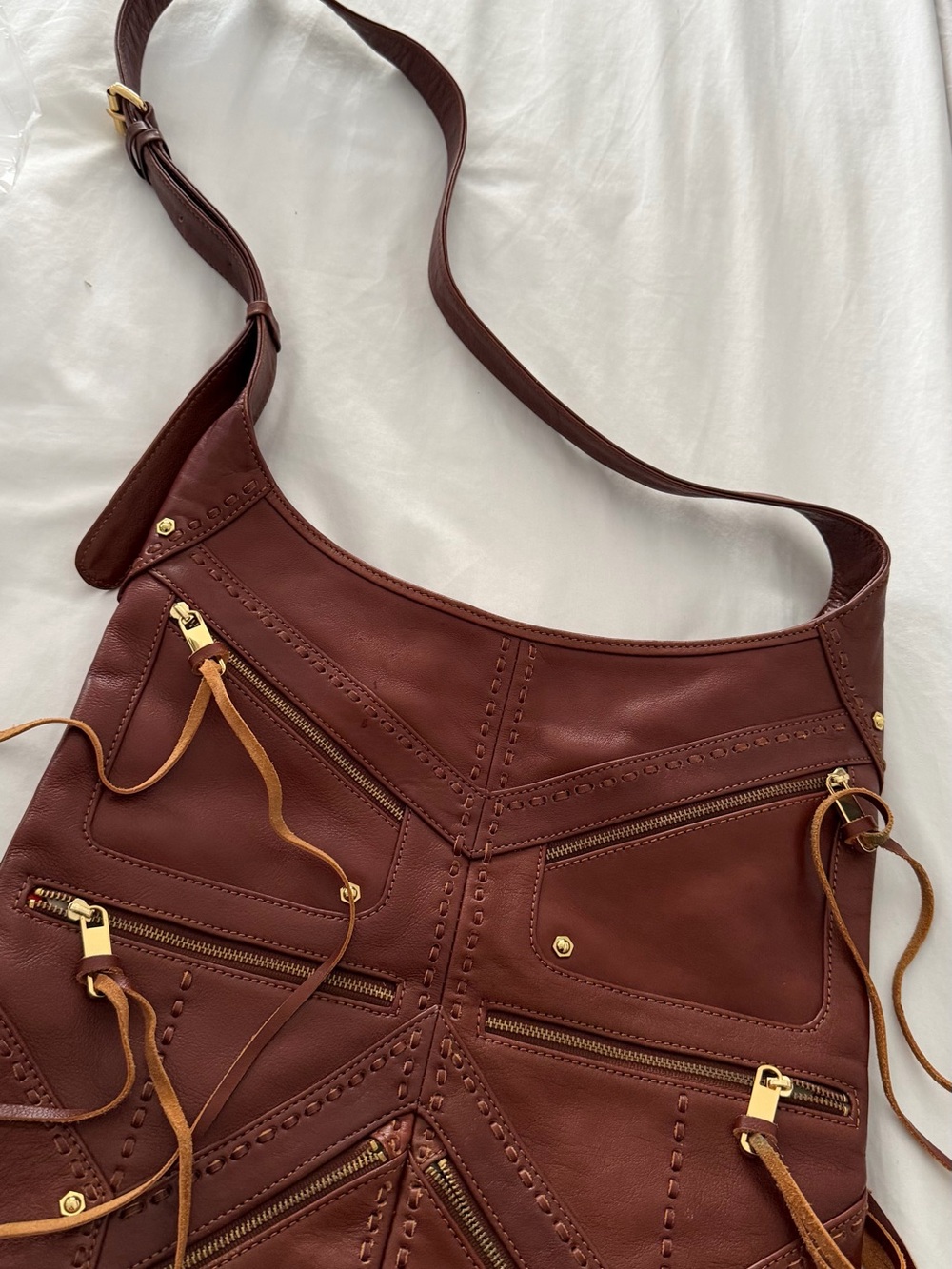 Rebecca Minkoff Chestnut Brown Leather Hobo with Gold Hardware